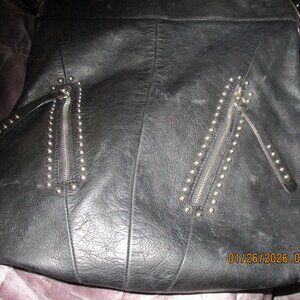B.MARKOWSKI BLACK LEATHE STUDDED LARGE HANDBAG